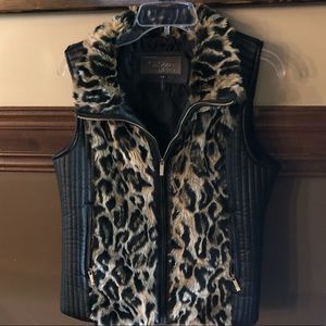 Faux leopard vest